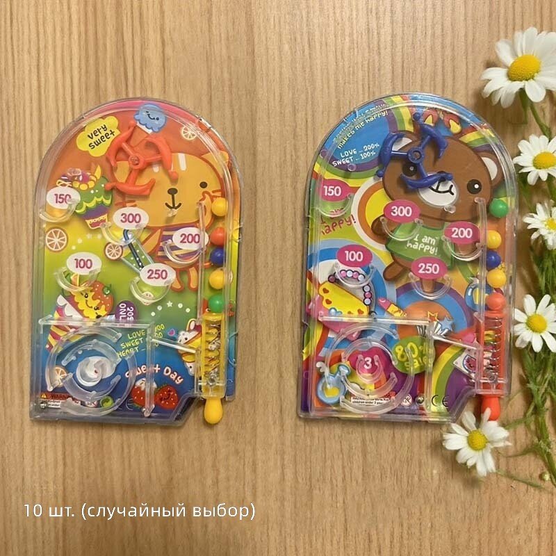 Настольная игра-лабиринт с шариками, 10 шт, пластиковая, яркий мультяшный дизайн