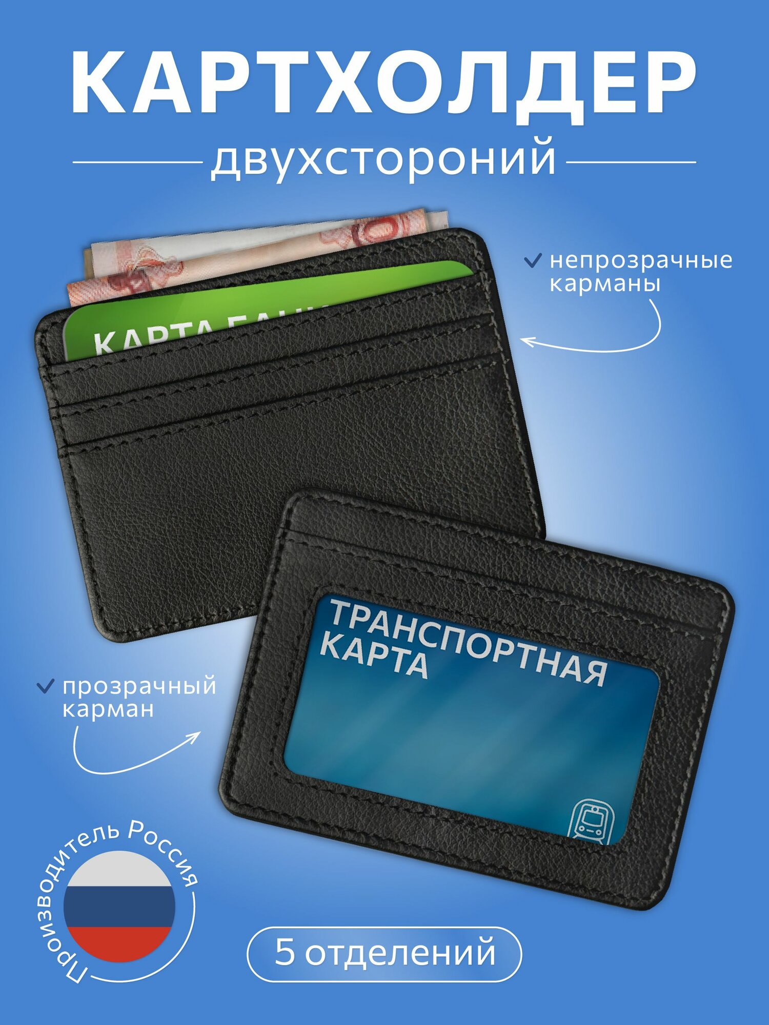 Картхолдер визитница для банковских карт двухсторонний
