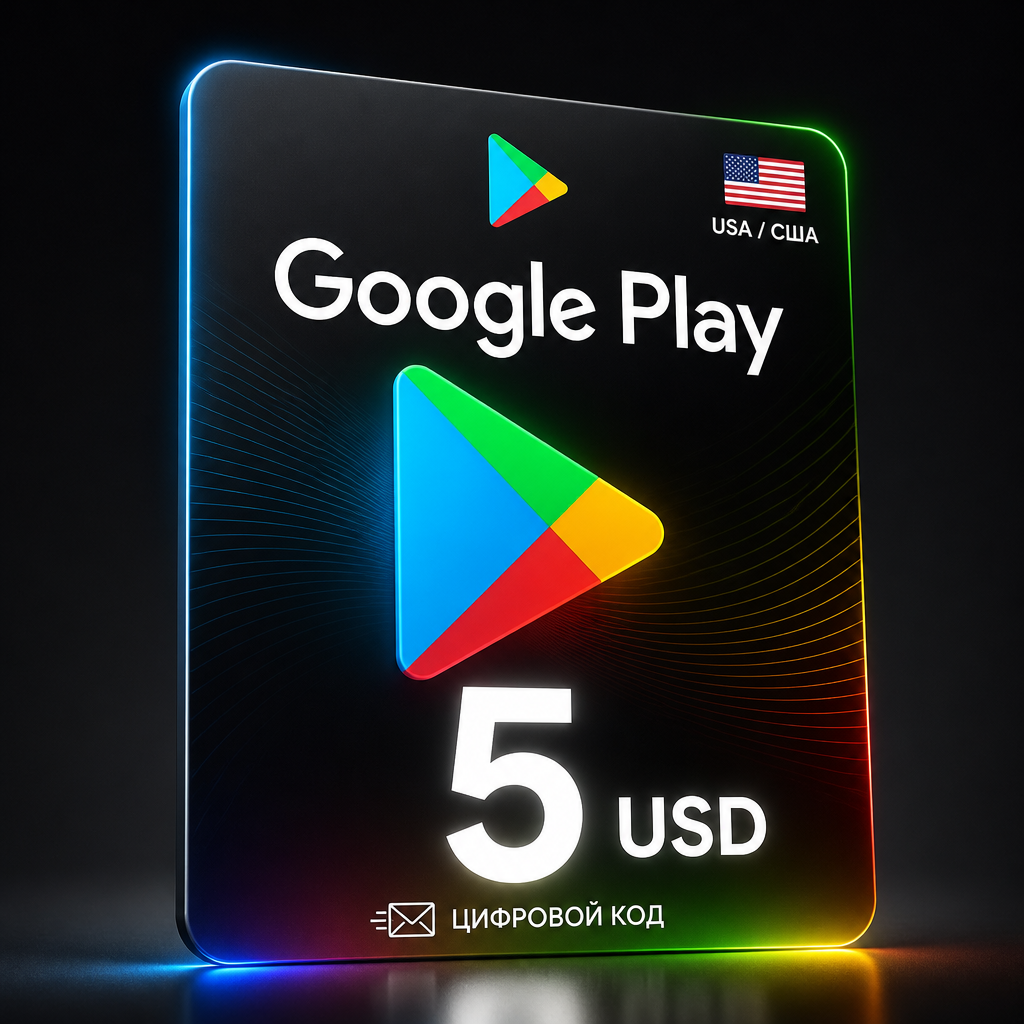 Подарочная карта Google Play США на 5 USD / Код пополнения Google Play USA