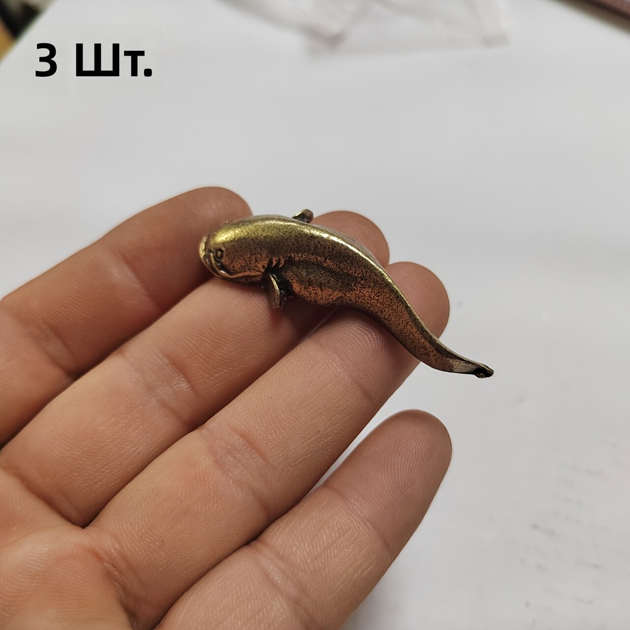 Фигурки карпов кои металлические, набор из 3 шт, винтажный азиатский декор для дома, офиса и пруда