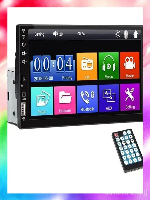 HIPPCRON Магнитола 1 DIN, 7", Bluetooth, FM, 60 Вт