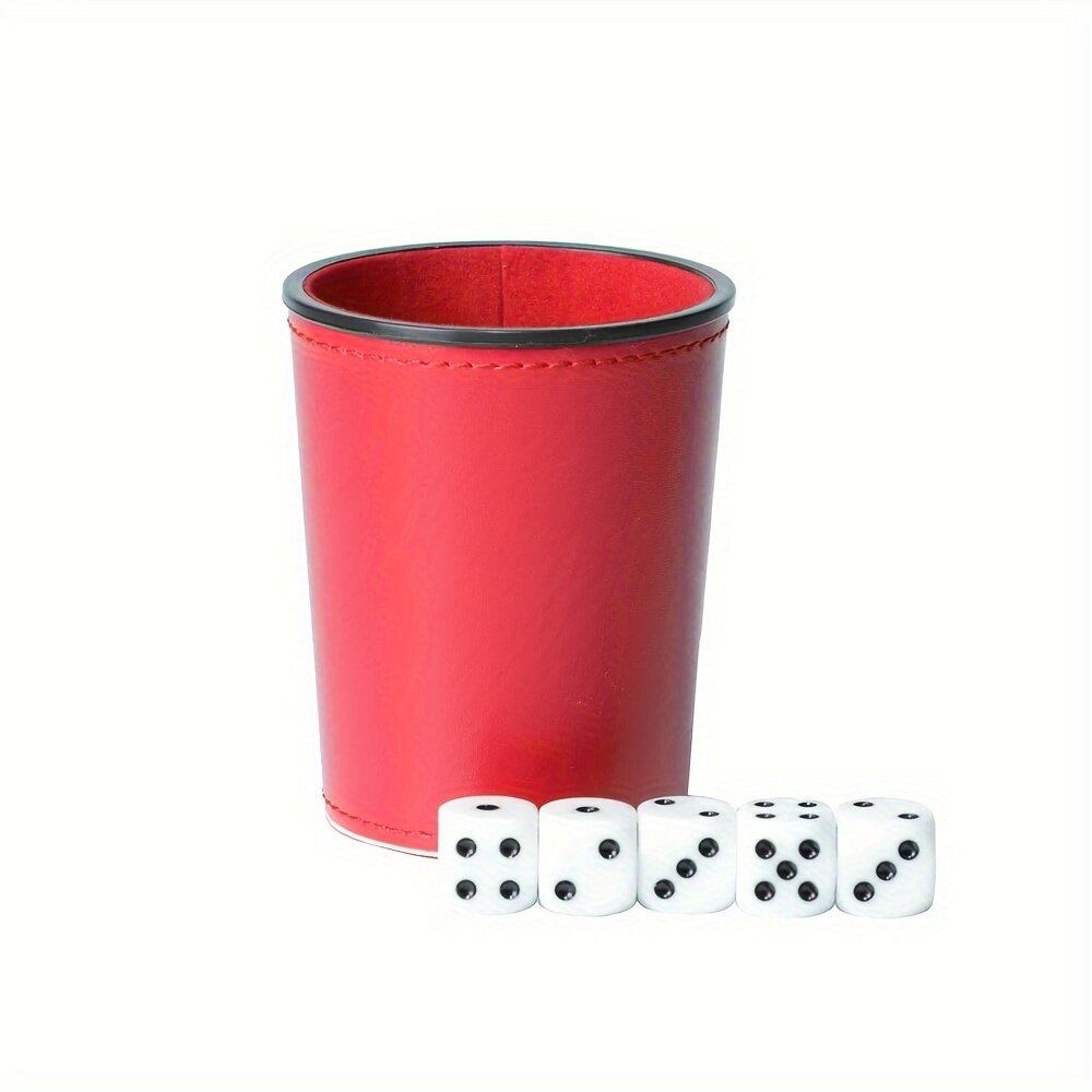 Стакан для игральных кубиков, красный, 5 шт в комплекте, высота 3,5 дюйма, с бархатистым внутренним покрытием для снижения шума, аксессуар для настольных игр и вечеринок