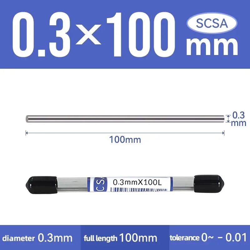 Вольфрамовый стержень 0.3x100 мм, SCS, длина 100 мм