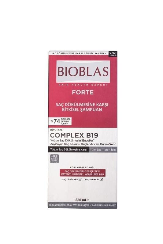 Шампунь для волос Bioblas Forte Комплекс B19, травяной, 360 мл