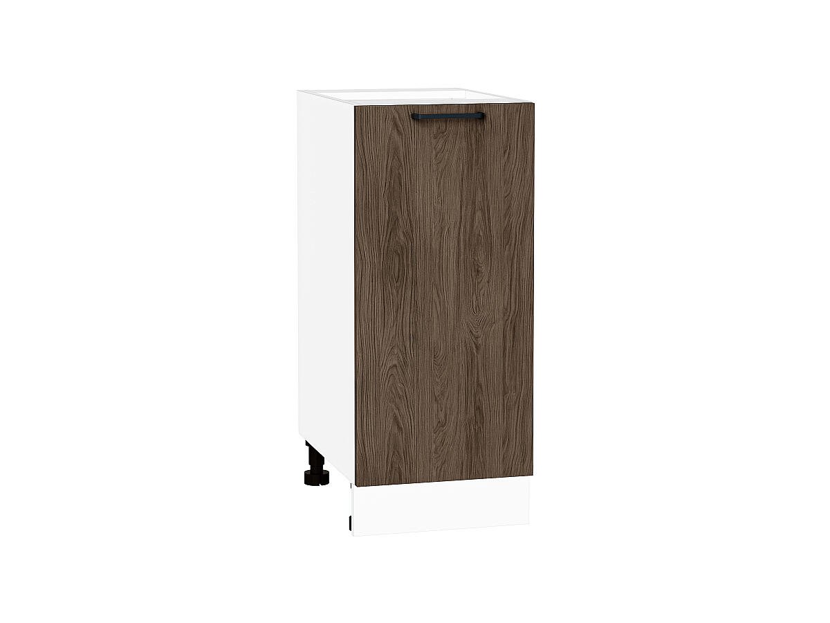 Шкаф нижний с 1-ой дверцей Флэт, цвет фасада Brown Casella Oak 2S, цвет каркаса Белый, 816*350*478 (В*Ш*Г) мм