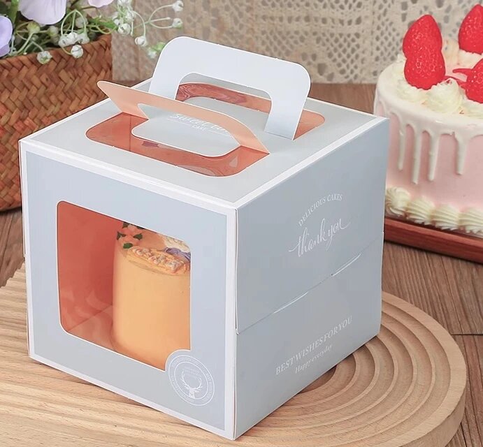 Картонная коробка для торта с клубничным узором 4 дюйма 16x16x12cm, thicken 10pcs