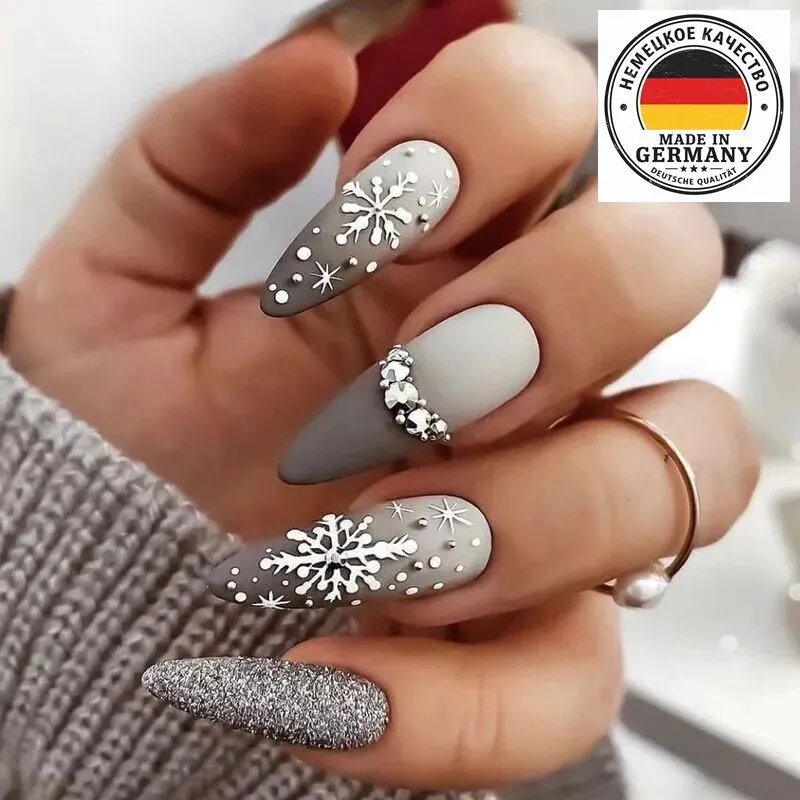 Cebazzo Накладные ногти с дизайном ( 24 типсы + клей ), Рождество
