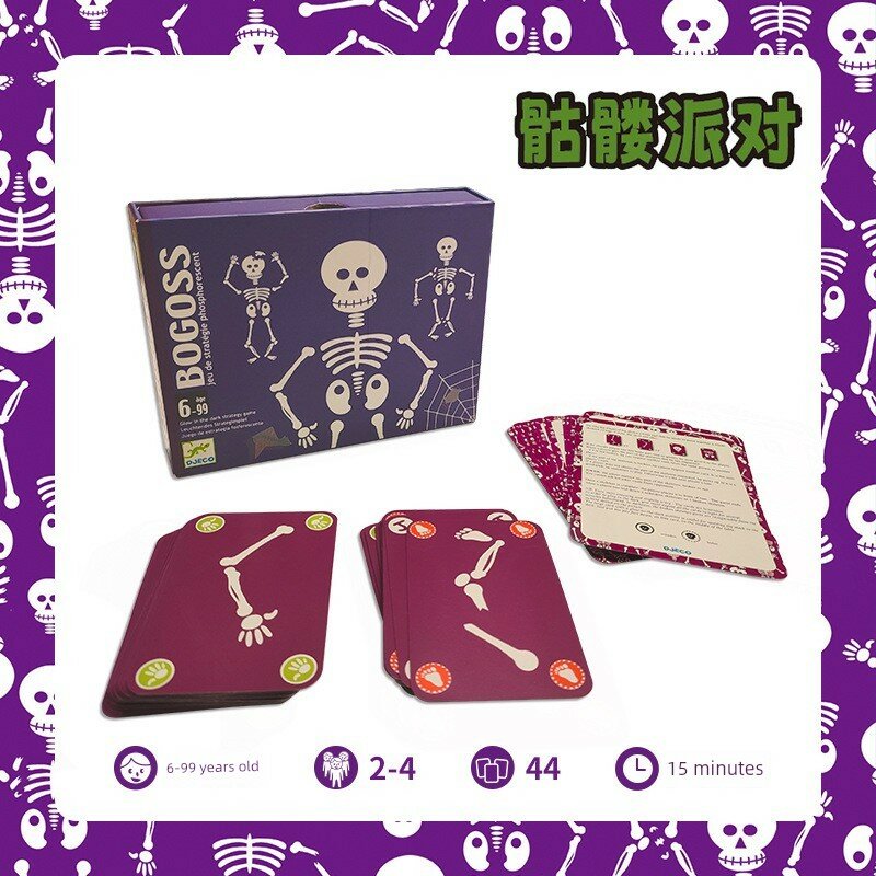 Djeco Skeleton Party: Набор карточных игр с костями - Портативная обучающая настольная игра для детей 5+ лет