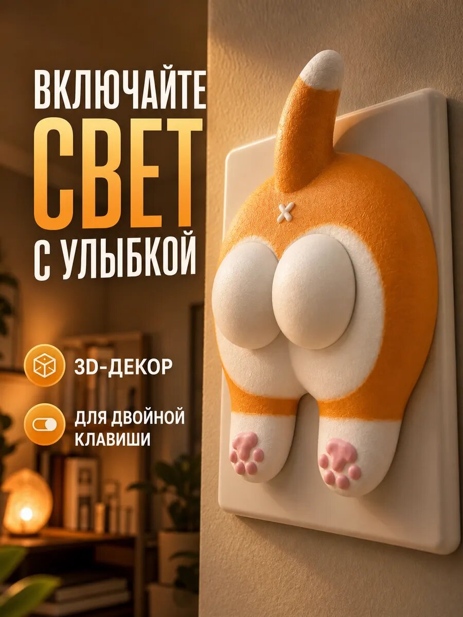 3D-накладка Кошачьи лапки на выключатель