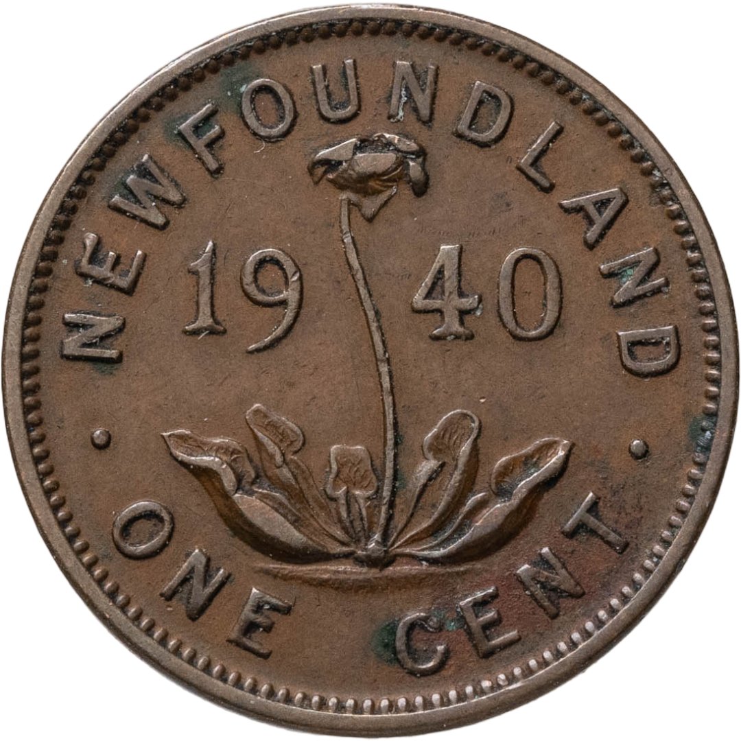 Ньюфаундленд 1 цент cent 1940, Бронза, в сохранности XF