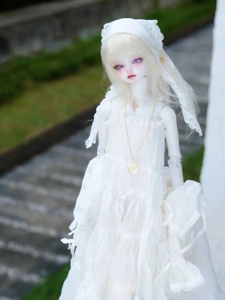 Шарнирная кукла BJD 1/4 резиновая белая Full set, White Skin