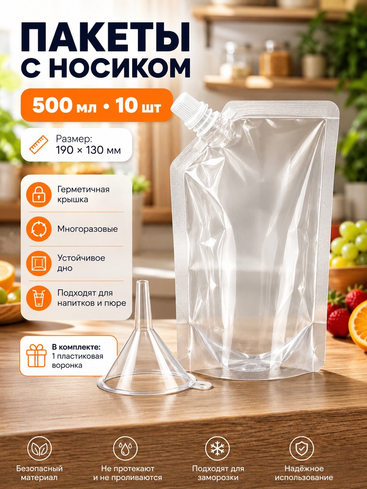 Пакет bag in box с крышкой 19x13 см, 10 шт