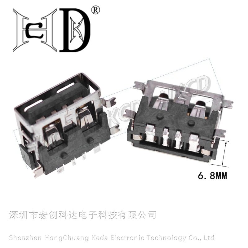 USB разъемы Type A SMD 4-контактные HKCD 10 шт. USB-6.8H