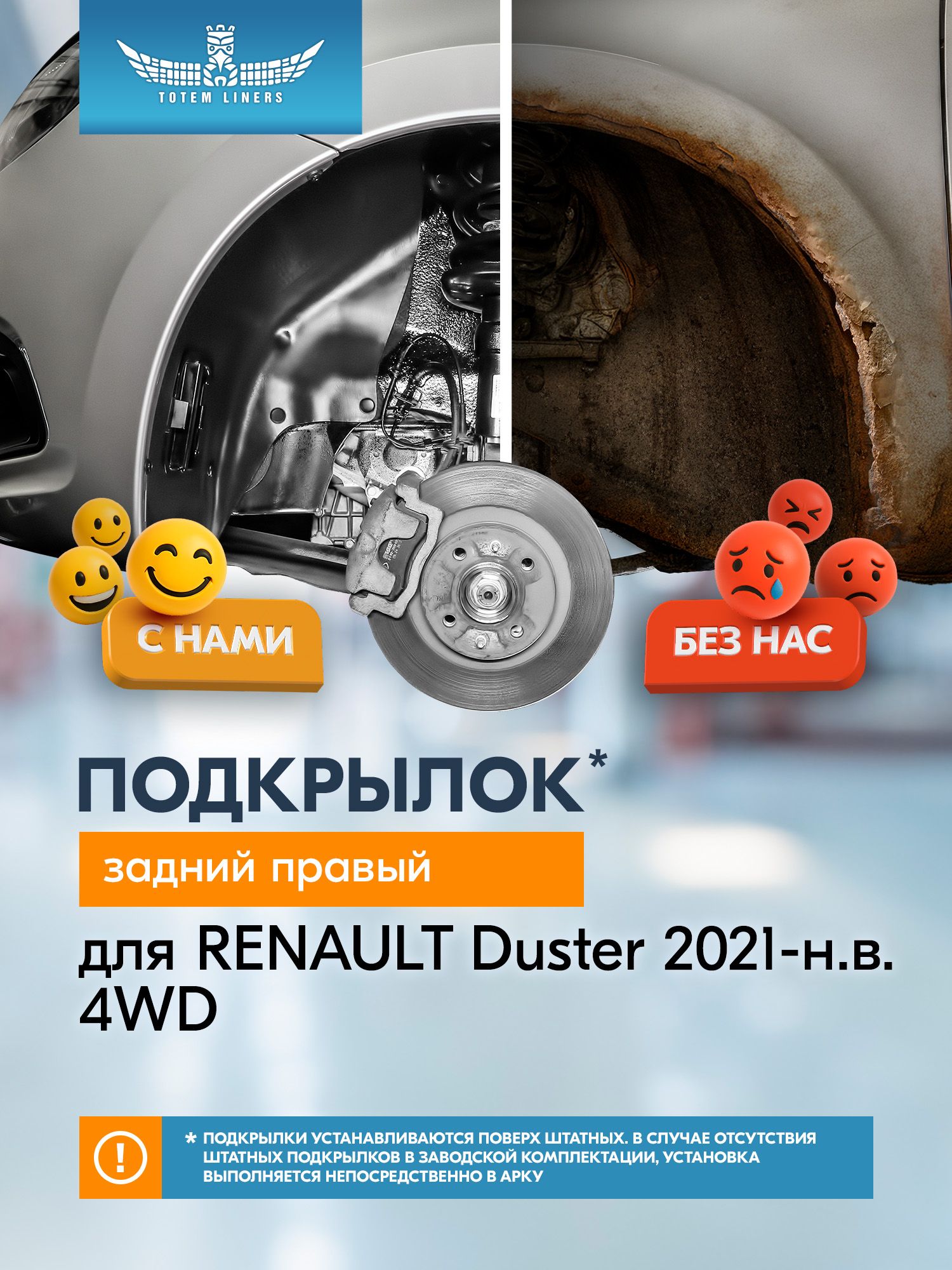 Подкрылок для RENAULT Duster 4х4 2021 - Внедорожник 5 дв. (задний правый) / Рено Дастер