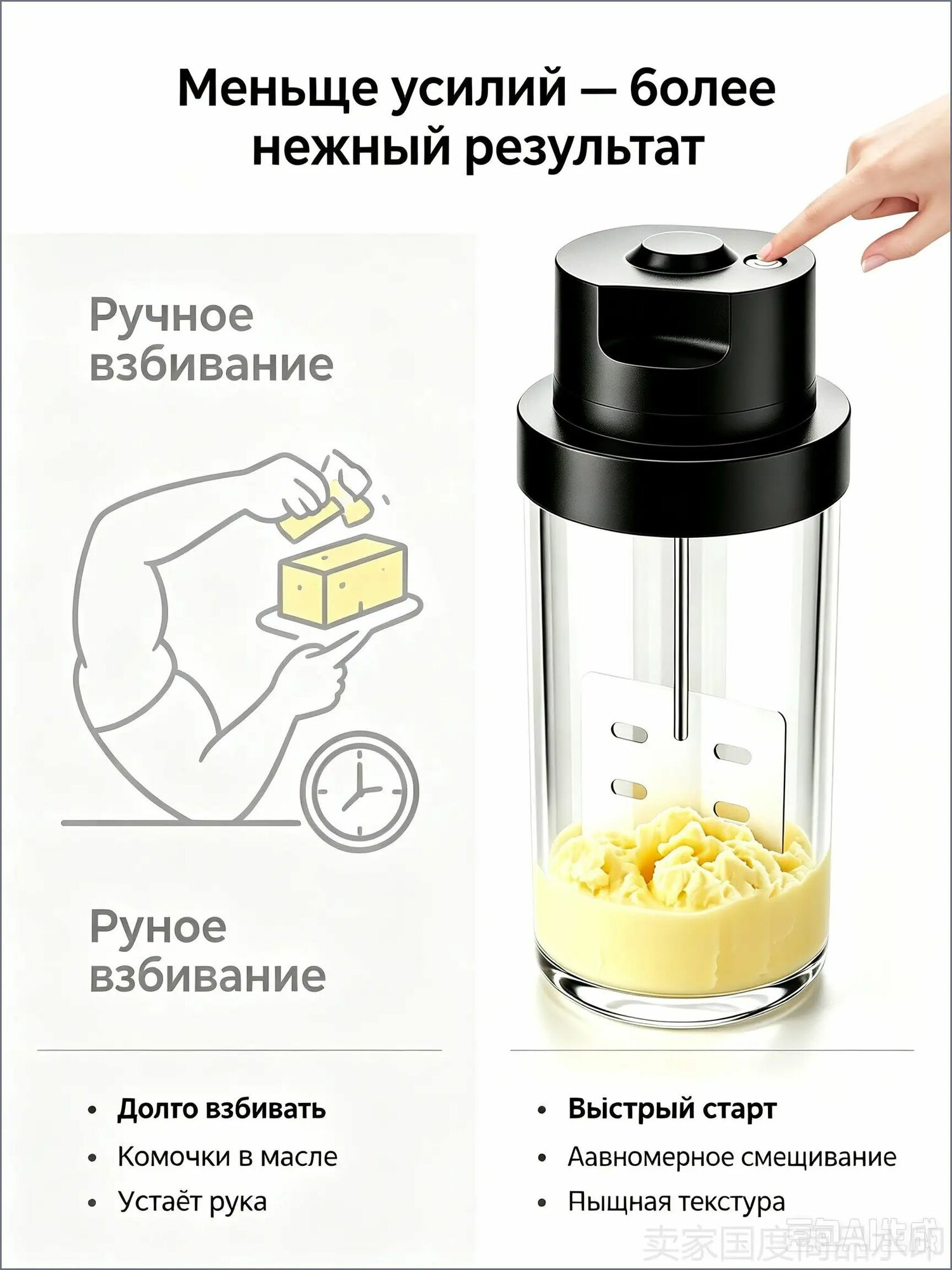 Электрический ручной миксер для сливочного масла и крема, несколько скоростей, насадки из нержавеющей стали, для домашней выпечки