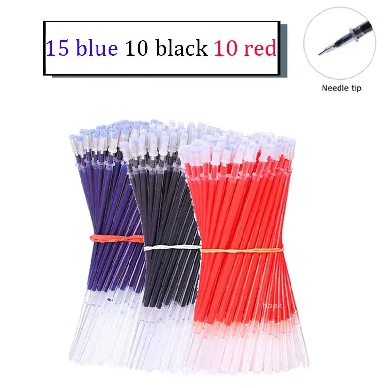 Набор гелевых ручек 15 синих, 10 черных, 10 красных, needle tip