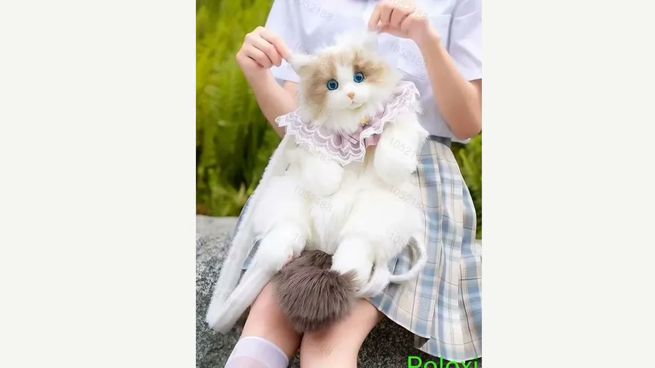 Рюкзак-кошка мягкий плюшевый белый с кружевом, школьный рюкзак для девочек, сумка Sanhua Cat — фото 1