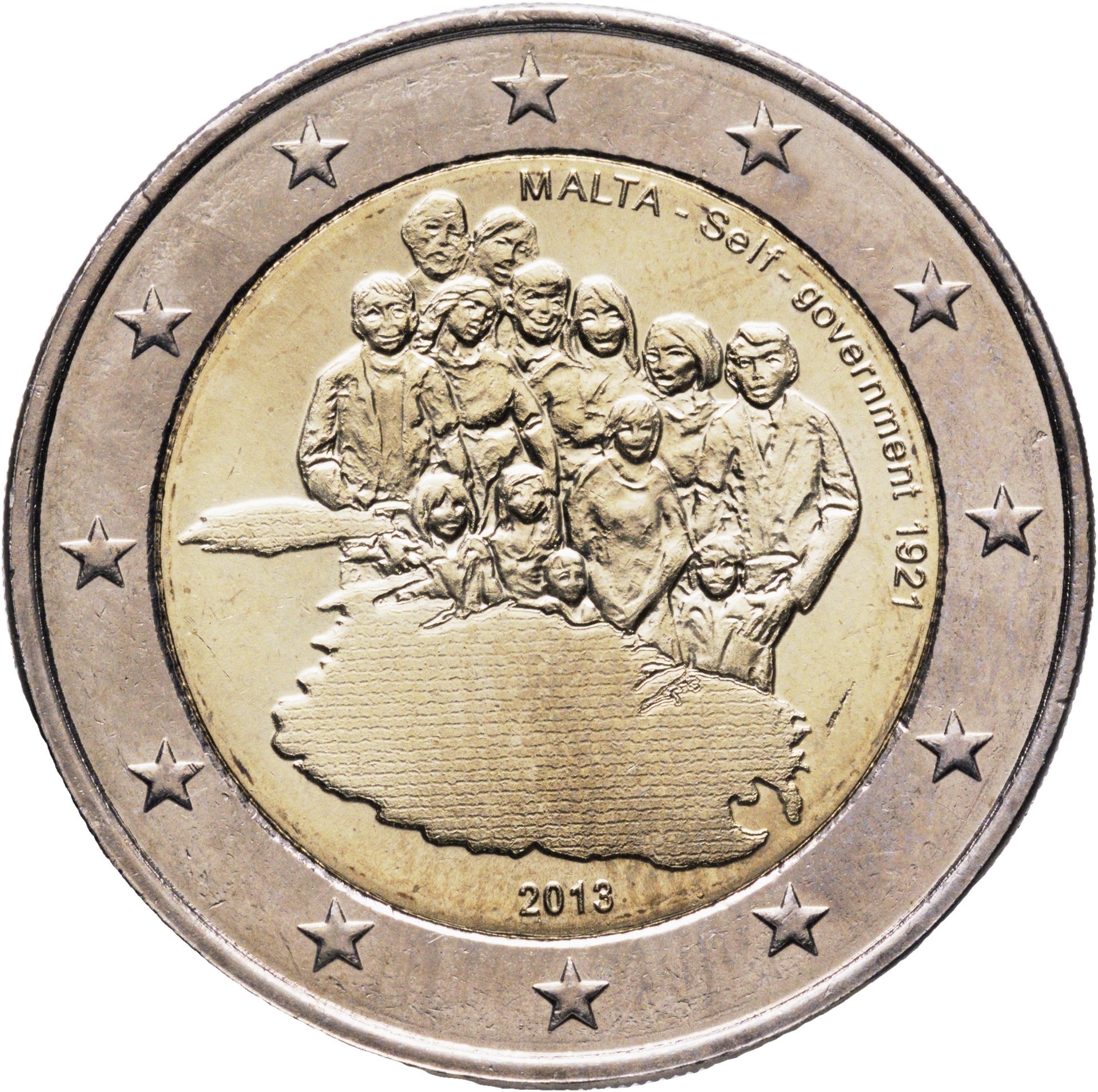 Мальта 2 евро euro 2013 "100 лет Самоуправлению Мальты", Биметалл, в сохранности UNC