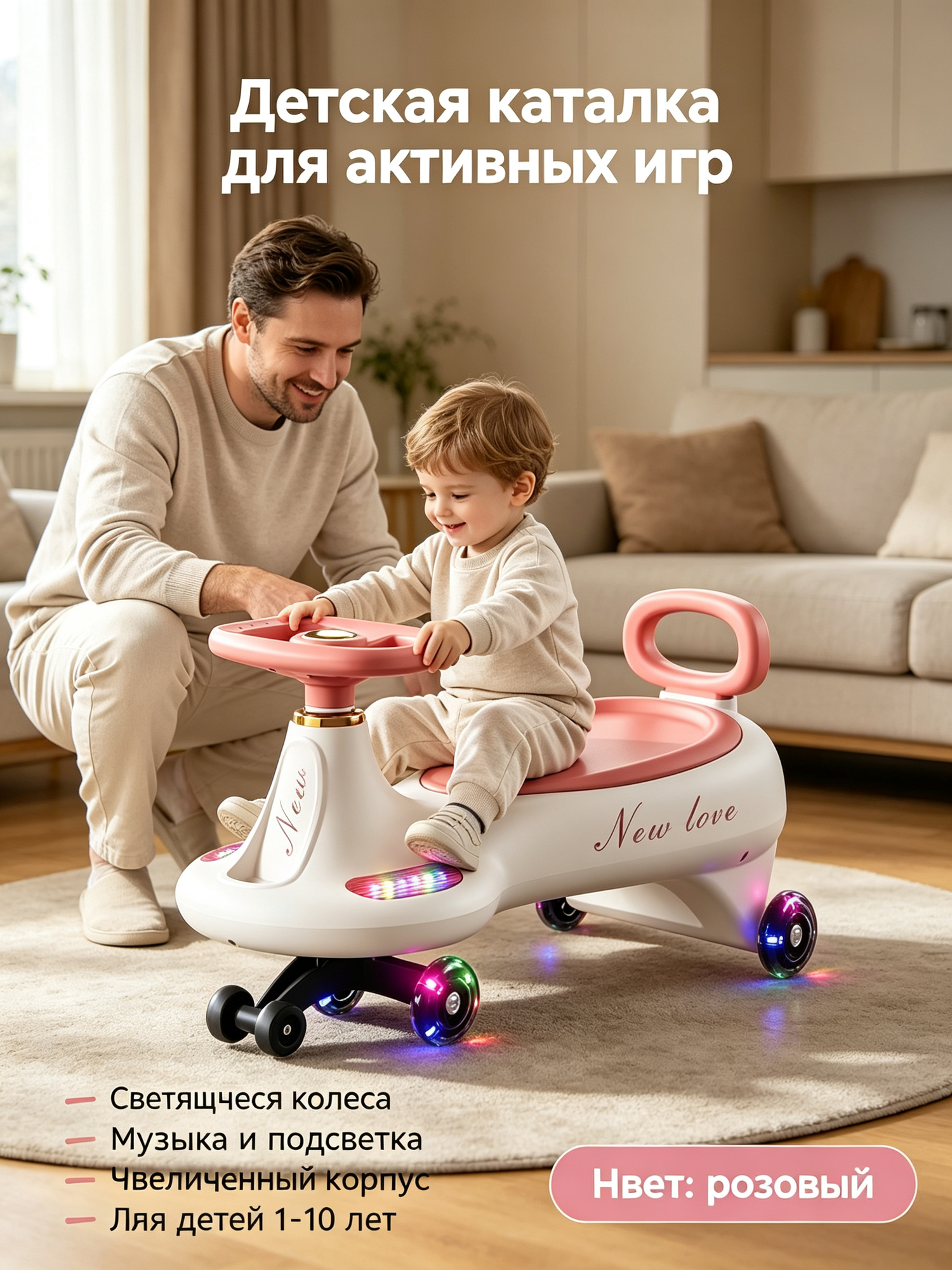 Черный прицеп для каталки Детская каталка для активных игр — стильный и увлекательный подарок для ребёнка!