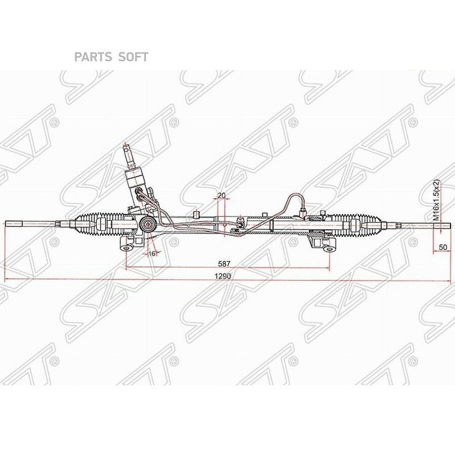 Рейка рулевая FORD FOCUS II 05-08FOCUS III 11- С от официального дистрибьютора, SAT, артикул ST1768115