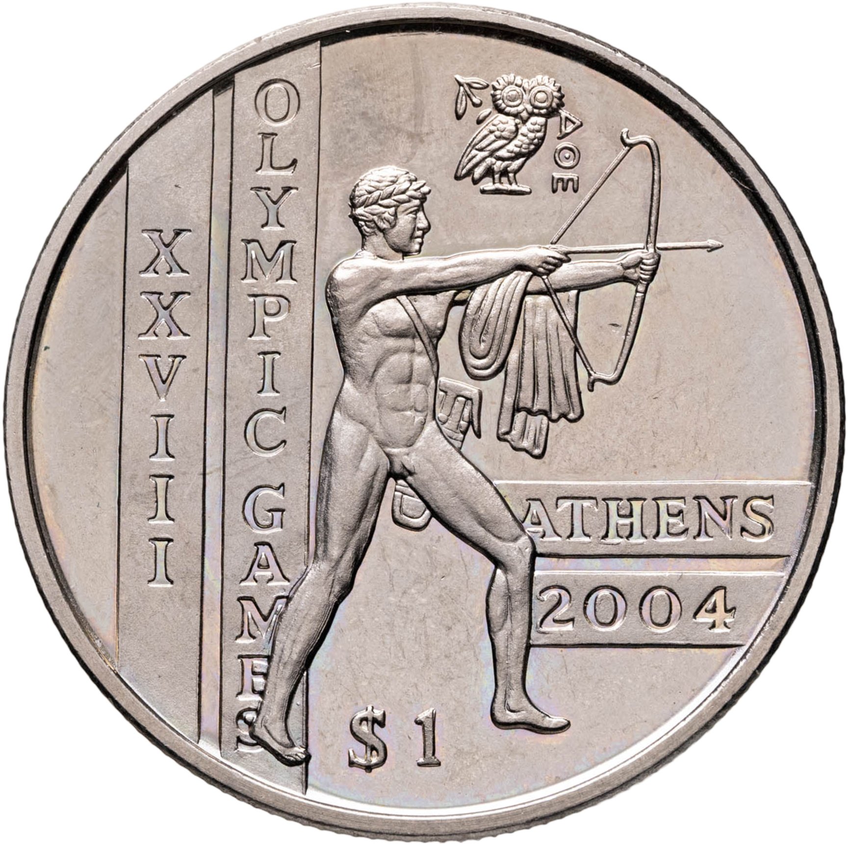 Сьерра-Леоне 1 доллар dollar 2003 "XXVIII летние Олимпийские Игры, Афины 2004 - Стрельба из лука", Мельхиор медь-никель, в сохранности BUNC