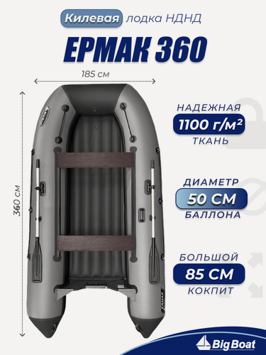 Изображение товара Надувная, под мотор, лодка из ПВХ для рыбалки НДНД Ermak (Ермак) 360