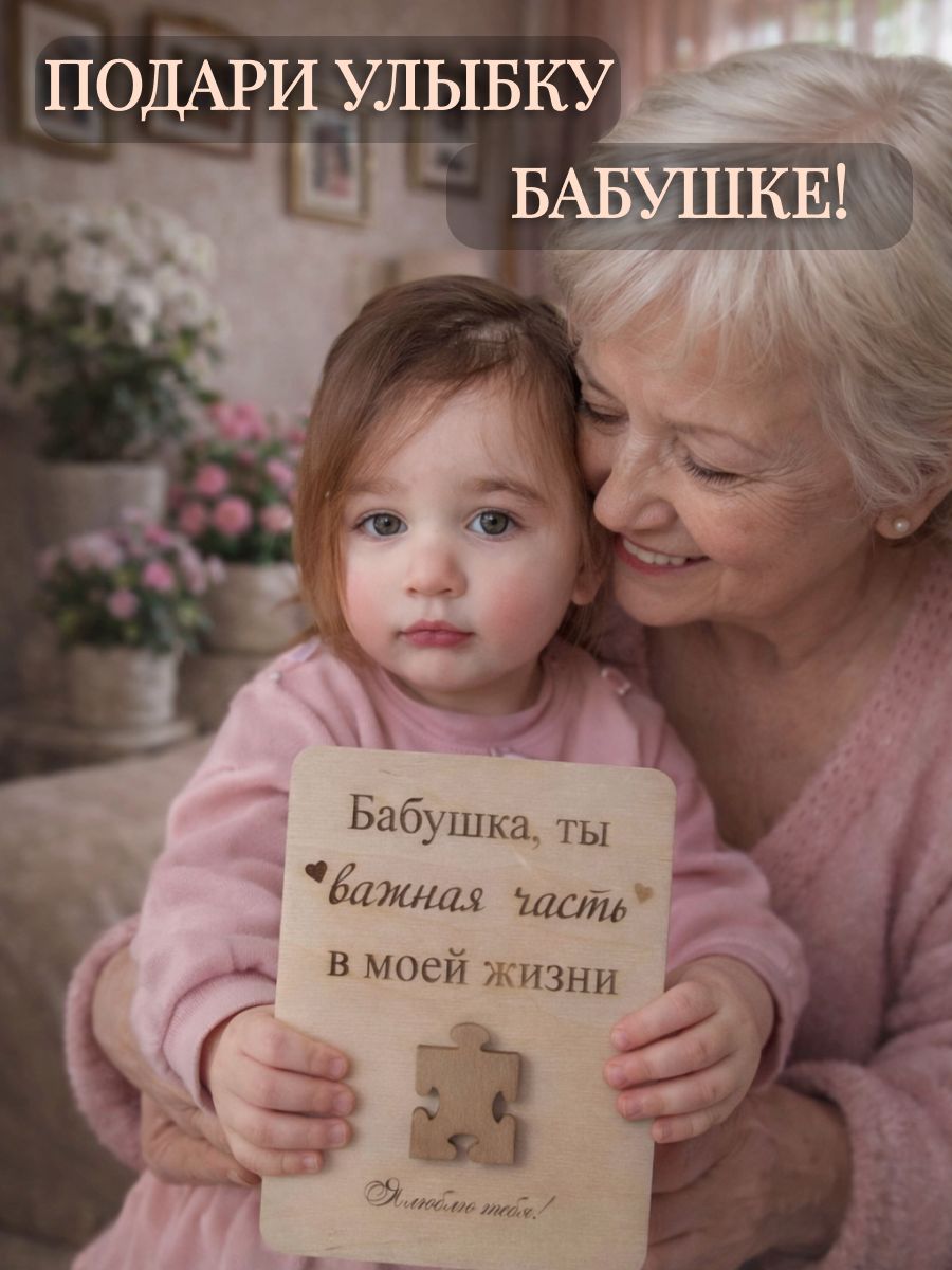 Деревянная объёмная открытка для бабушки — фото 1