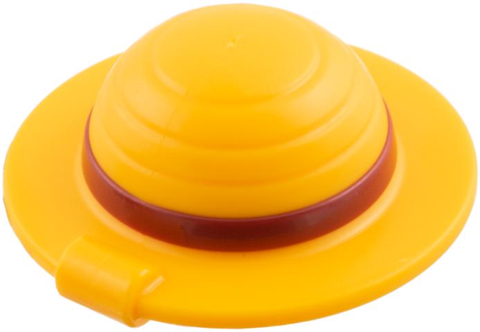 Деталь Lego 112531pb01 Minifigure, Headgear Straw Hat with Bar Handle with Molded Dark Red Band Pattern