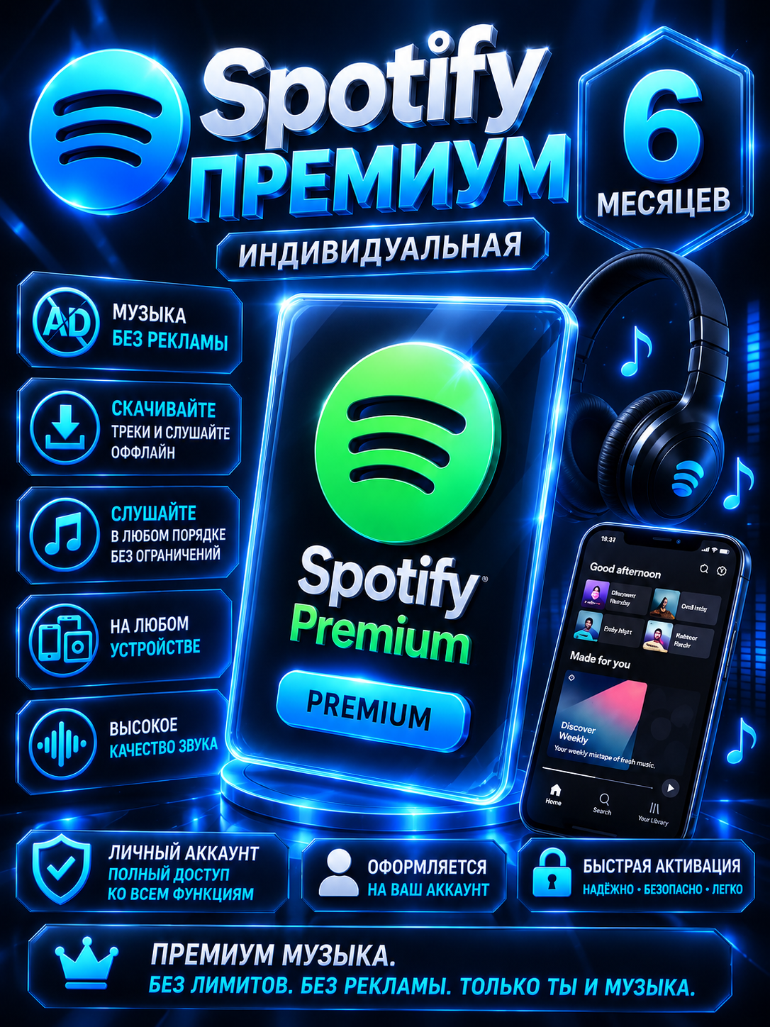 Spotify Premium Individual 6 мес