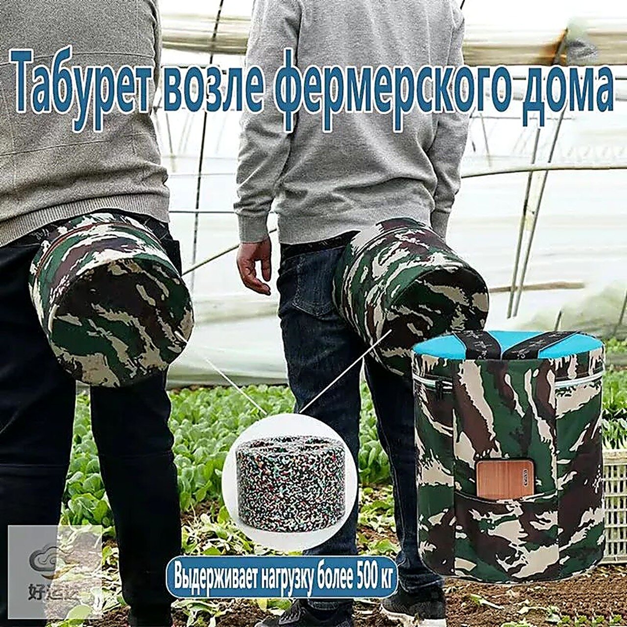 Садовый стул, Пенополиуретанх25х25 см, 1 шт, Влагостойкое, Ткань, Карман, Бескаркасное, Случайные цвета-оптовый рынок