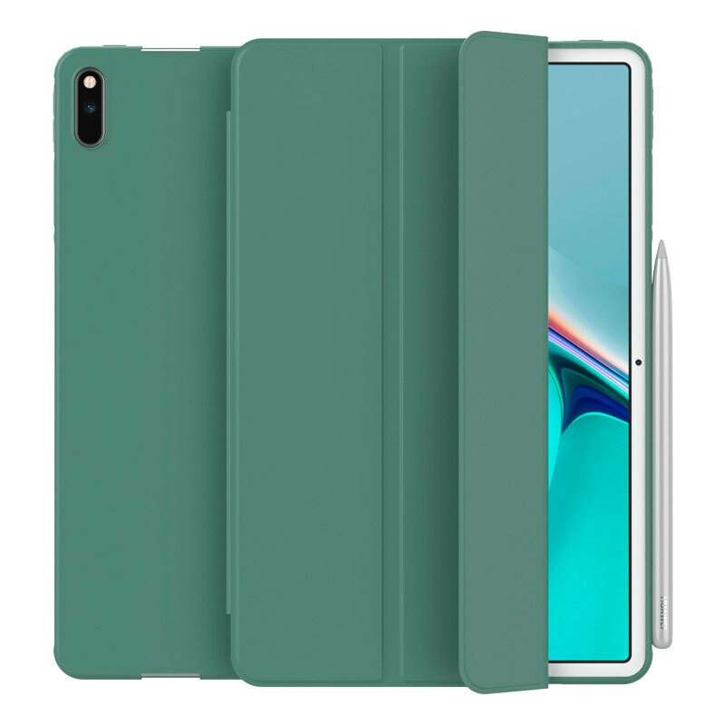 Чехол для планшета Huawei MatePad 2022/2021/2020 10.4 дюйма (BAH4-L09/W09, BAH3-L09), из мягкого силикона, трансформируется в подставку (темно-зеленый)