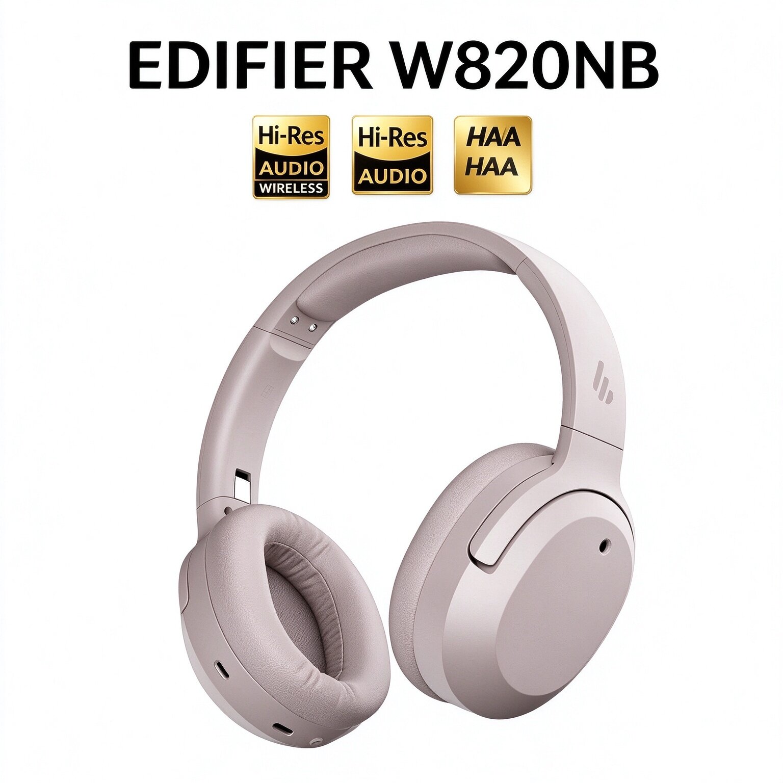 Edifier W820NB Светло-розовые наушники с мобильным аудиокабелем, шумоподавление, беспроводные наушники, 2026 модель