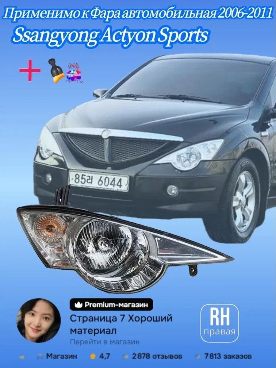 HanMin Фара автомобильная, Галогенная, 1 шт, арт. Ssangyong Actyon Sports Фара автомобильная 2006-2011