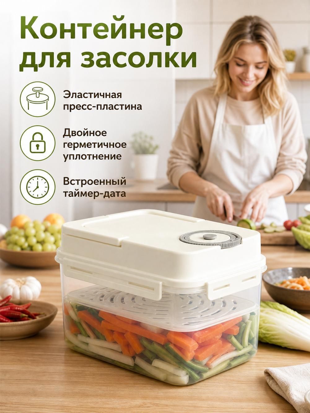 Банка для продуктов из пластика, 4 л