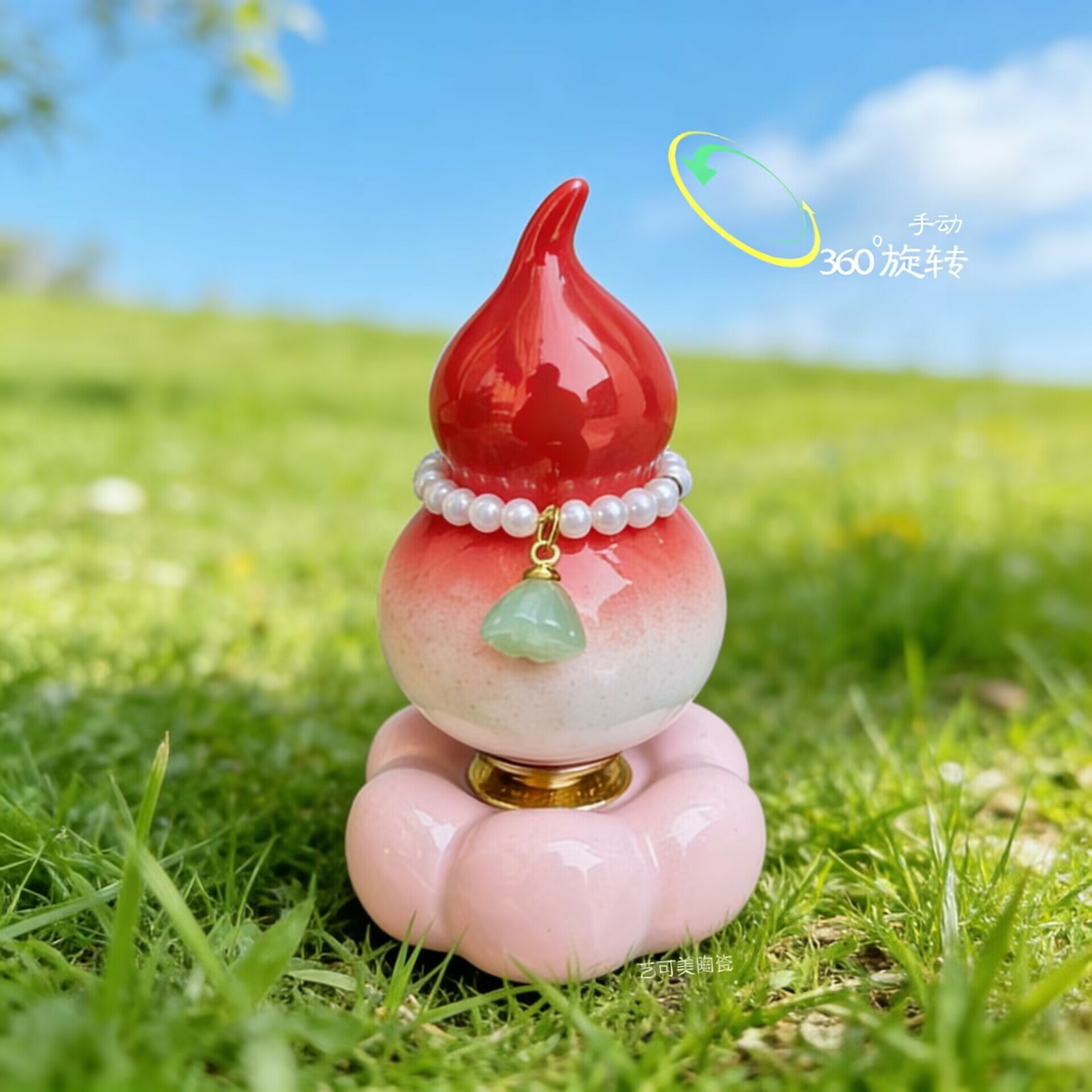 Поворотная игрушка-антистресс Тыква красная из керамики, декоративная фигурка, высота 8.5 см