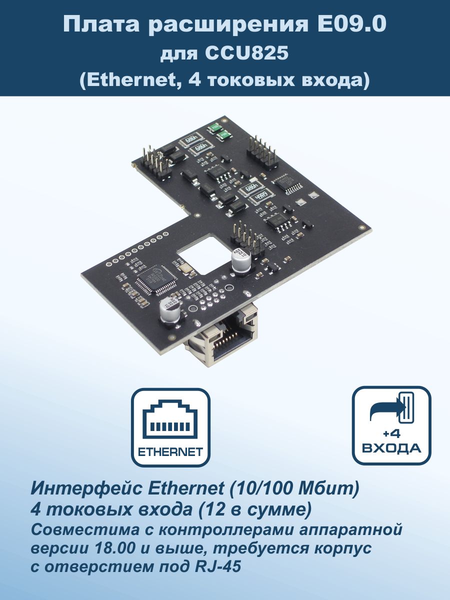 Плата расширения E09.0 для CCU825 (Ethernet, 4 токовых входа)