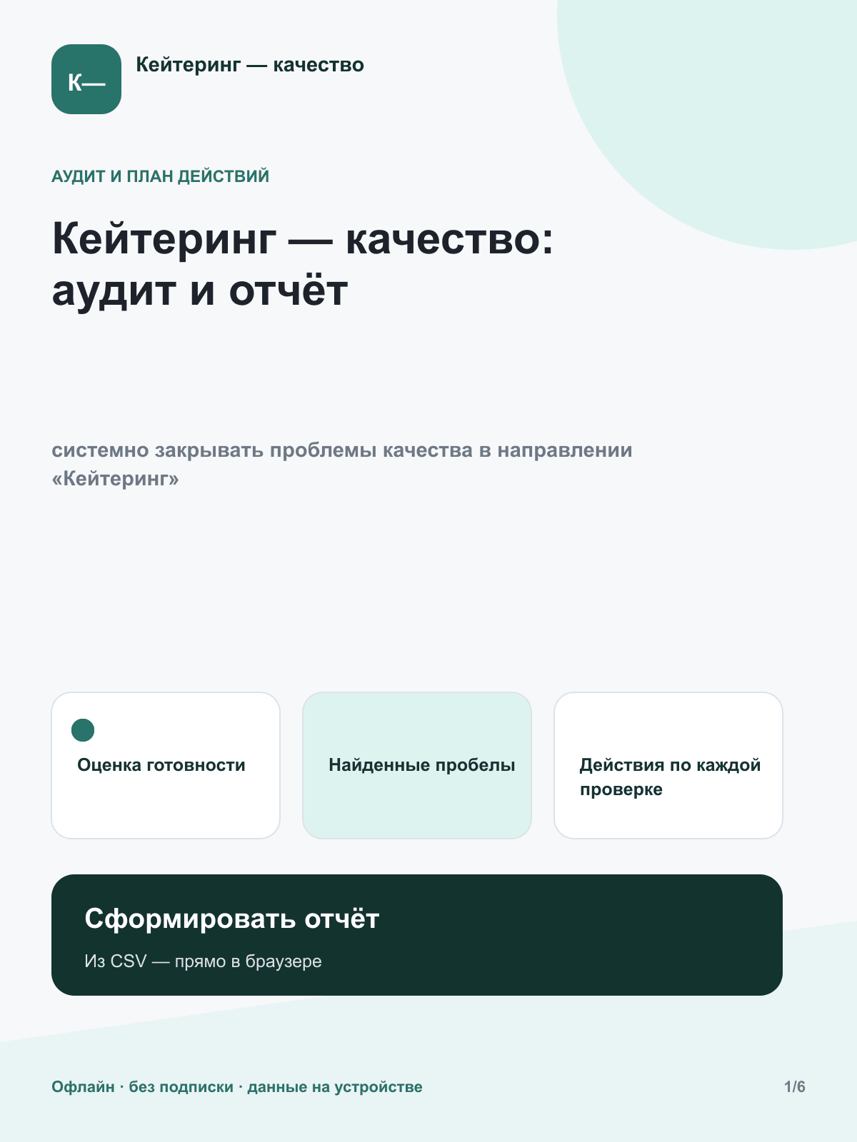 Кейтеринг — качество: аудит и отчёт