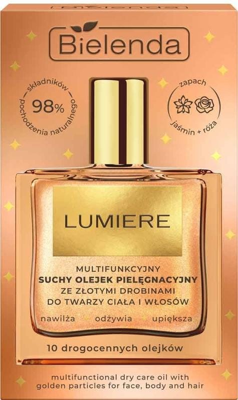 Сухое масло для лица, тела и волос Bielenda Lumiere, с золотыми частицами, 50 мл