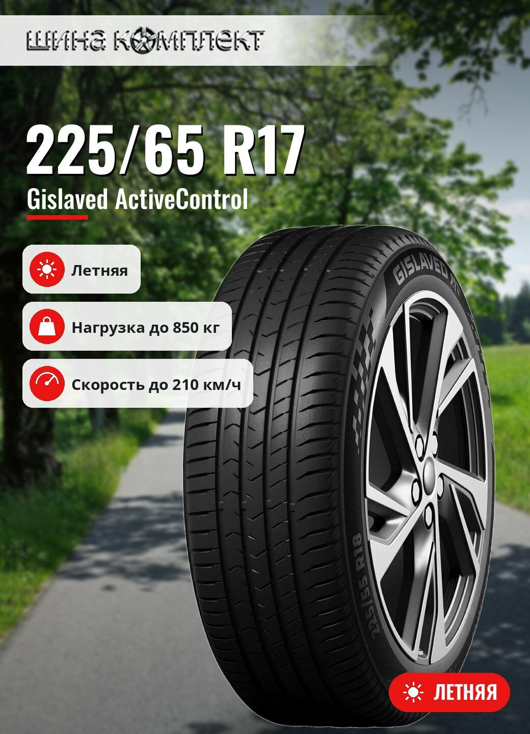Автомобильная шина Gislaved ActiveControl 225/65 R17 102H летняя для легкового автомобиля