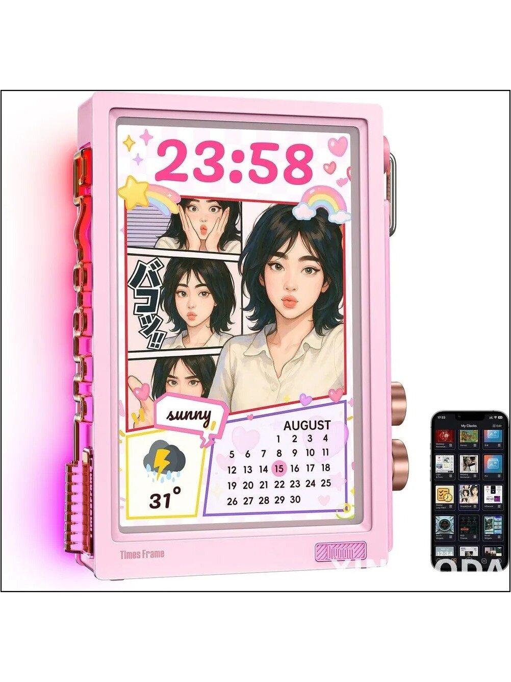 Розовая цифровая фоторамка Divoom Times Frame 10,1 дюйма в эксклюзивном дизайне