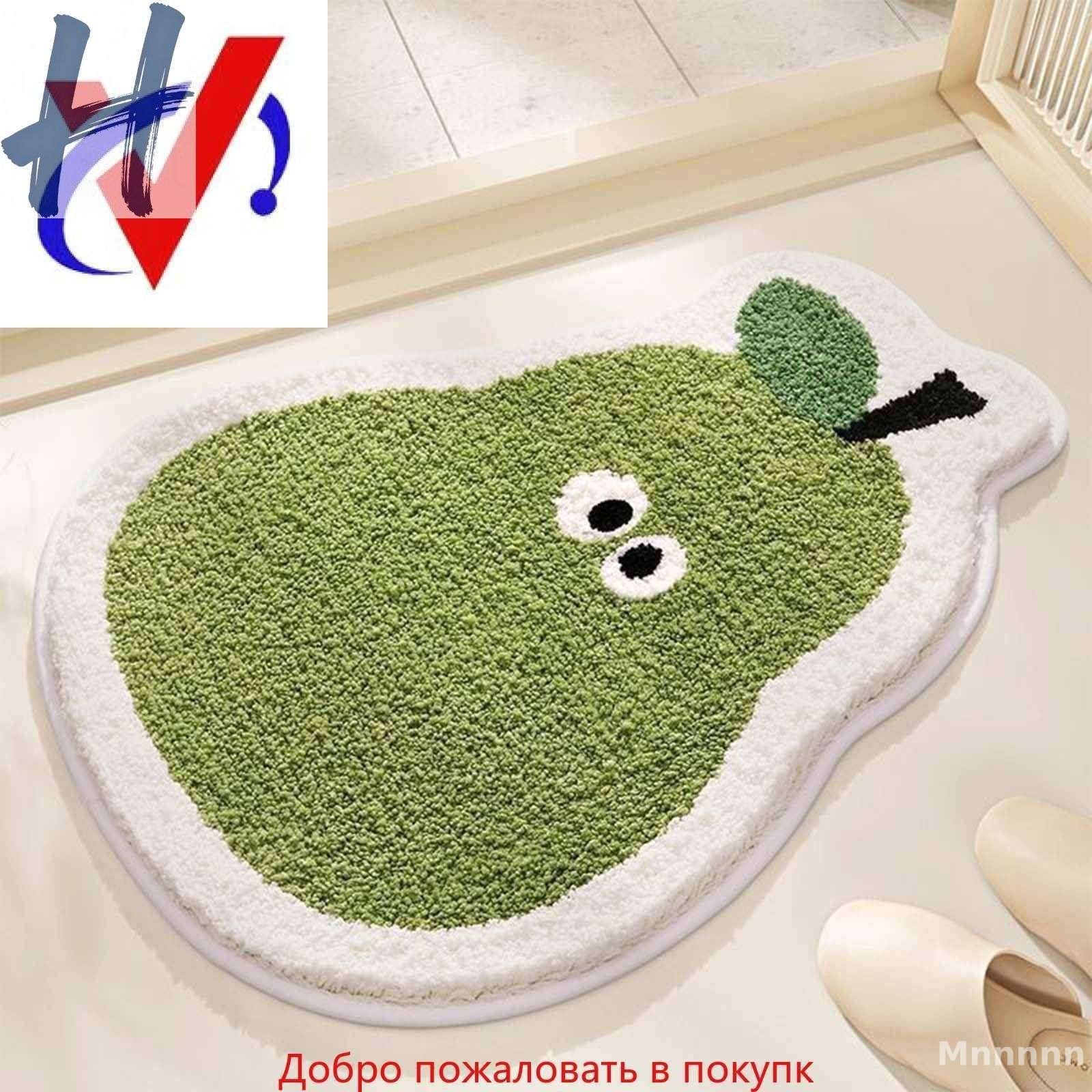 Коврик для ванной 40x60 см фрукты зеленый