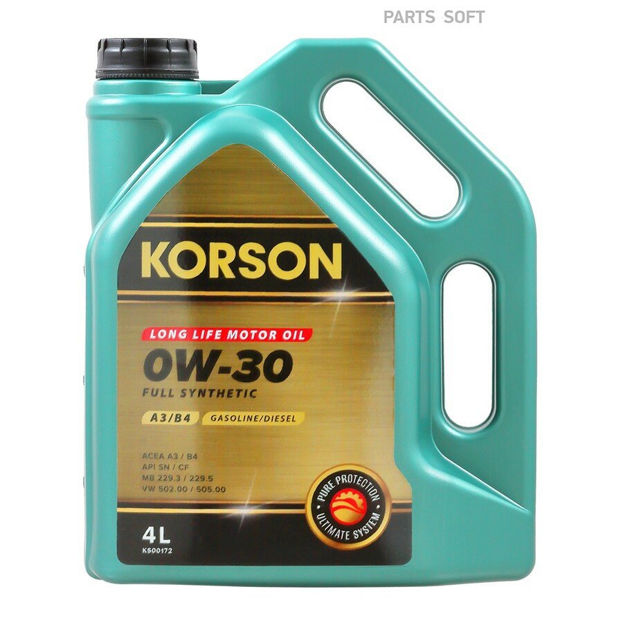 FULL SYNTHETIC 0W-30 A3B4 4Л от официального дистрибьютора, KORSON, артикул KS00172
