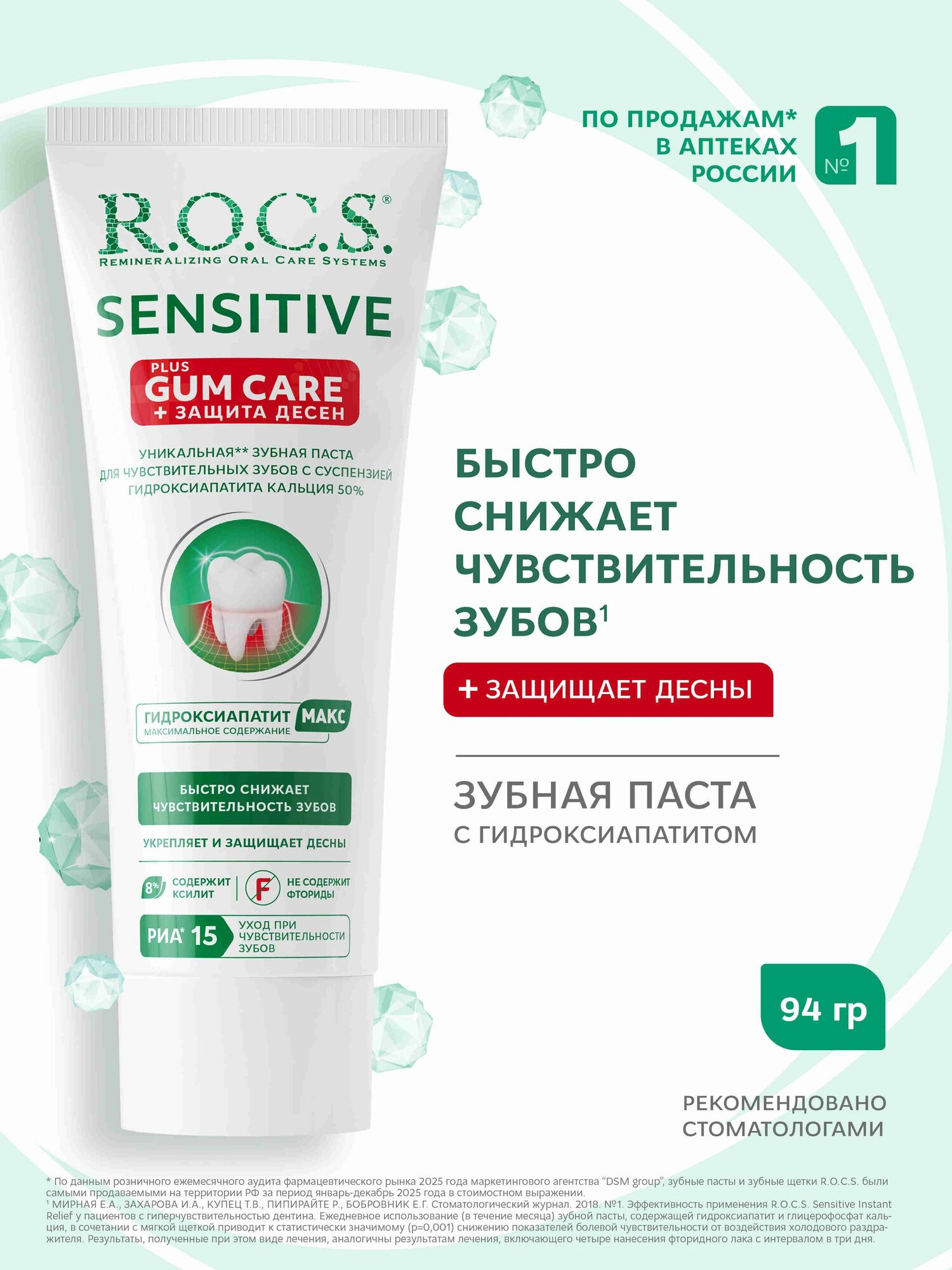 Зубная паста R.O.C.S. SENSITIVE Plus Gum Care, 94 г