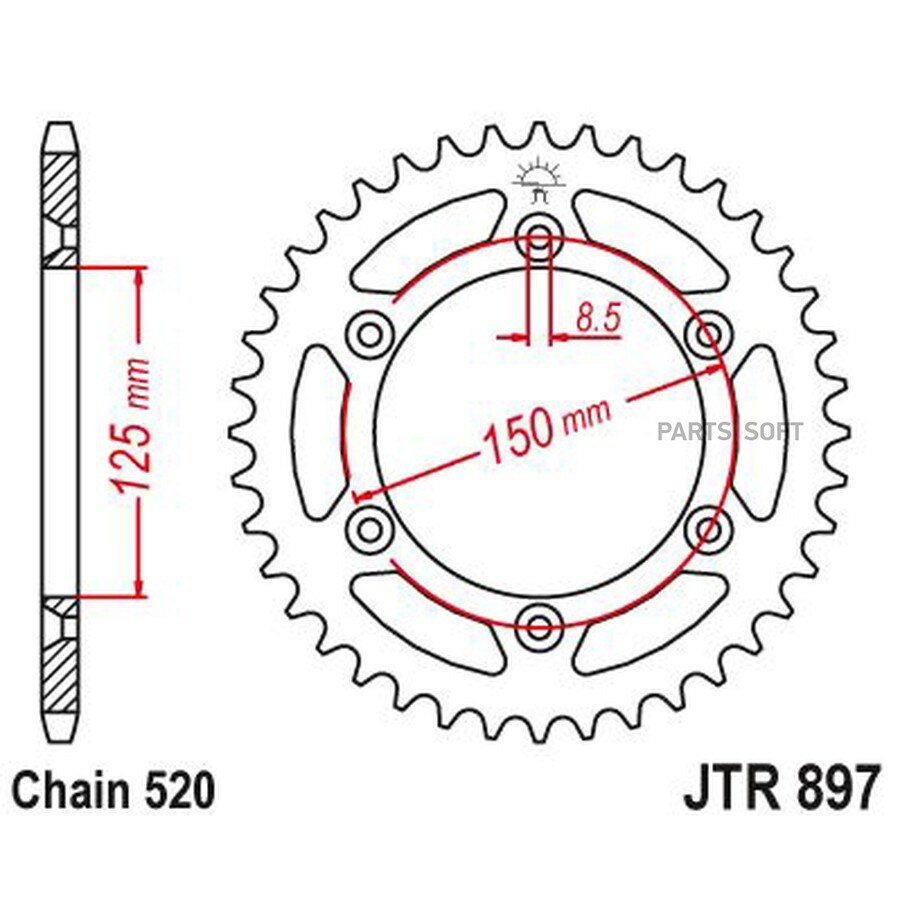 Звезда мотоциклетная JT JTR897.50SC самоочищающаяся от официального дистрибьютора, JT SPROCKETS, артикул JTR89750SC