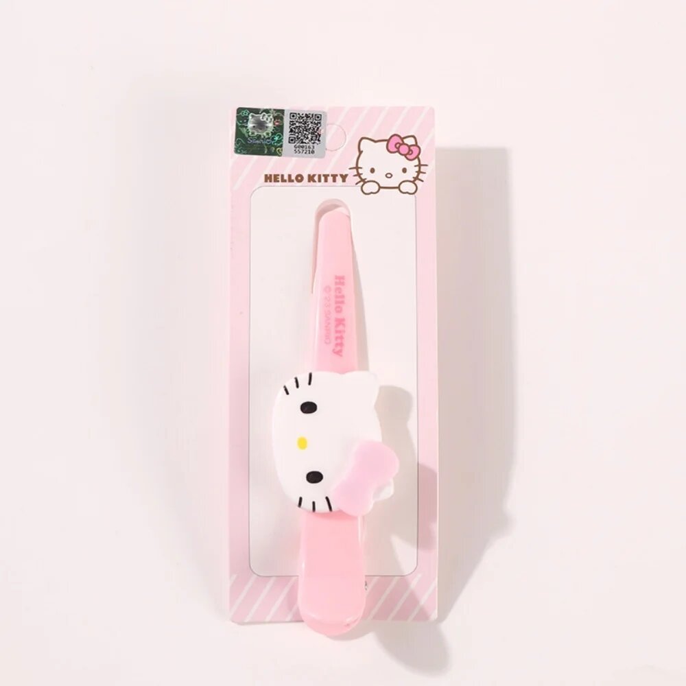 Заколка для волос в виде Hello Kitty, пластиковая, розово-белая, с декоративным элементом