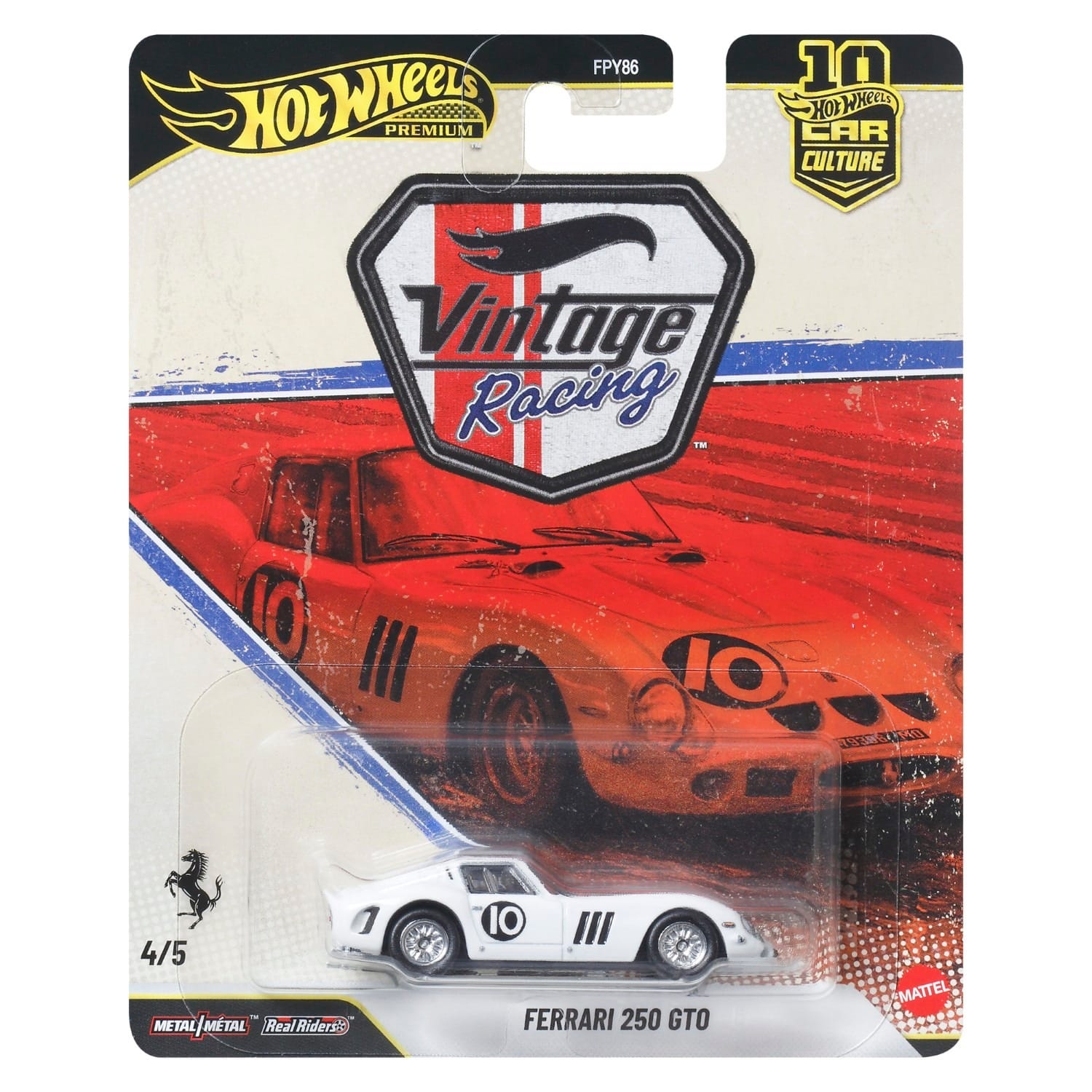 Игрушечная машинка Hot Wheels Культовые автомобили Ferrari 250 GTO, красный, масштаб 1:64