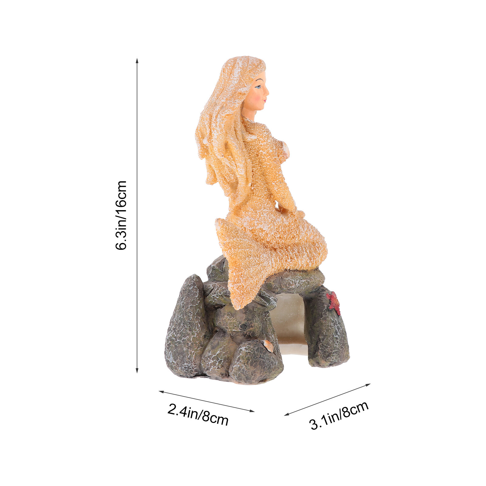 Статуэтка Русалки Из Экологически Чистого Резина Для Аквариума 16x18Cm