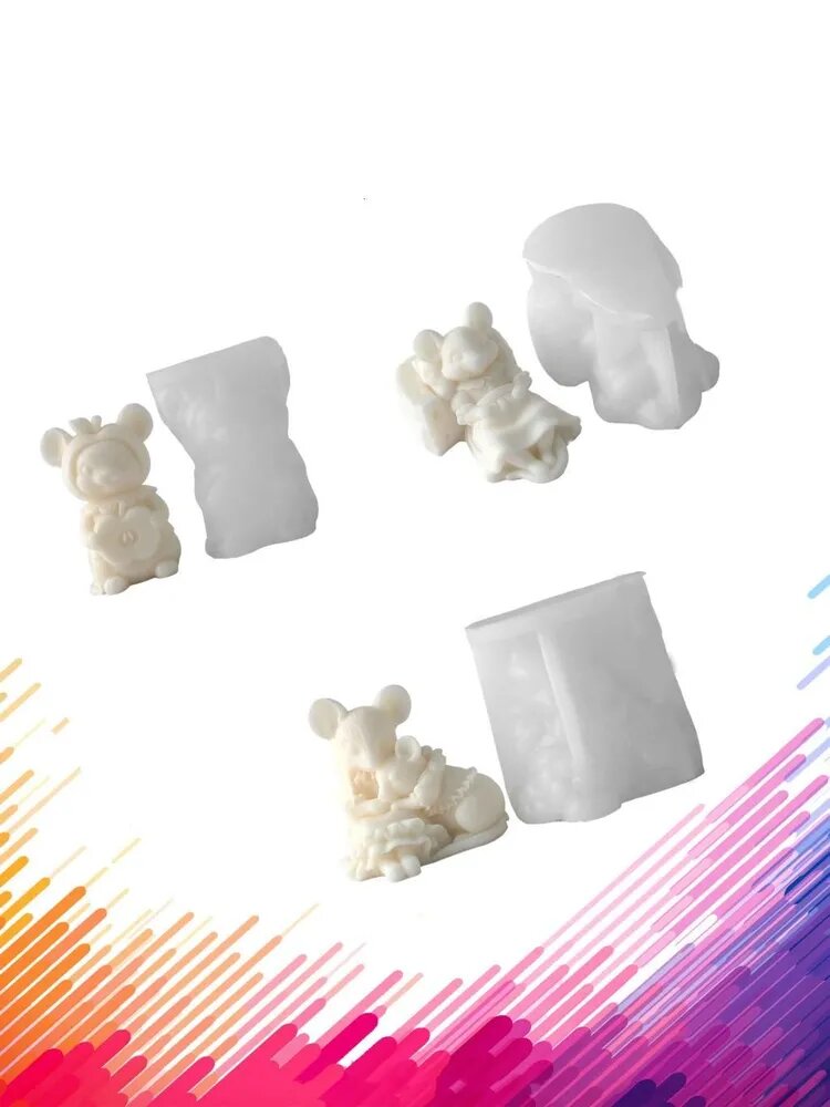 3 шт. гибкие формы Мышка для свечей и мыла