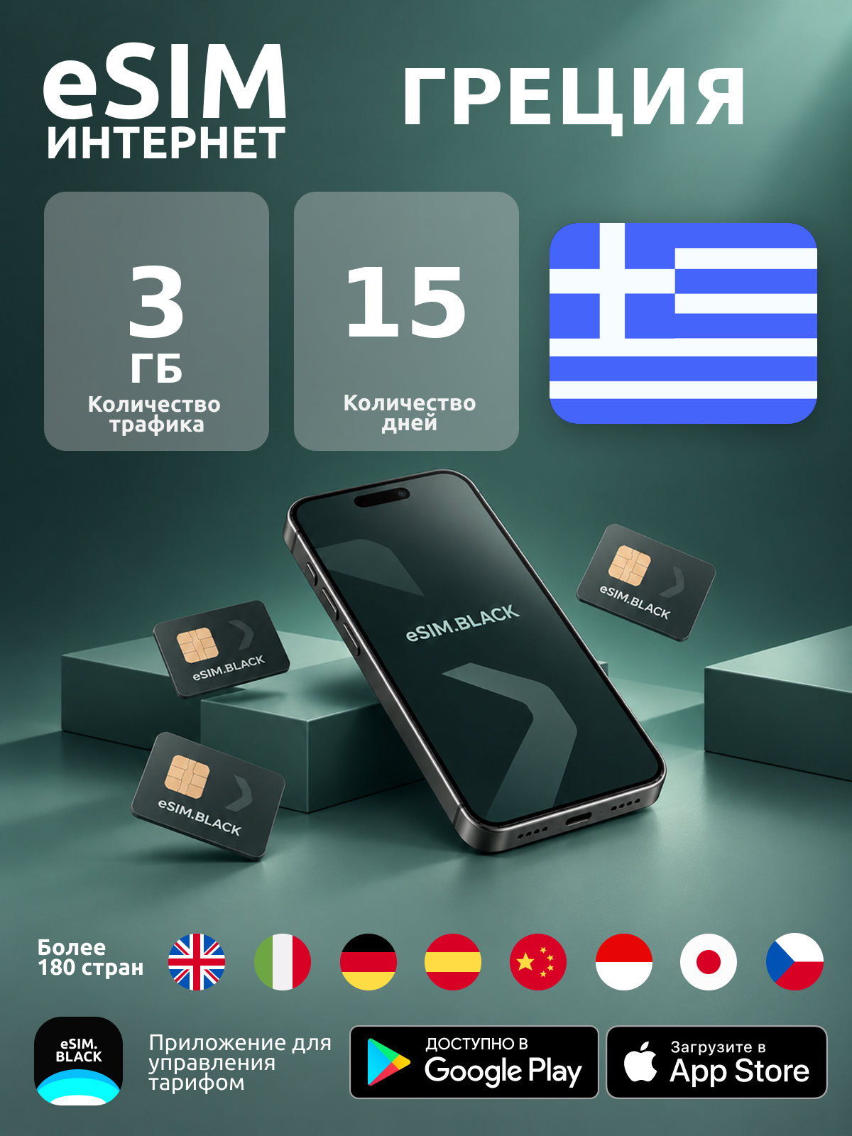 Греция/15 дней/3 ГБ - eSIM для мобильного интернета ( iPhone | Android ).