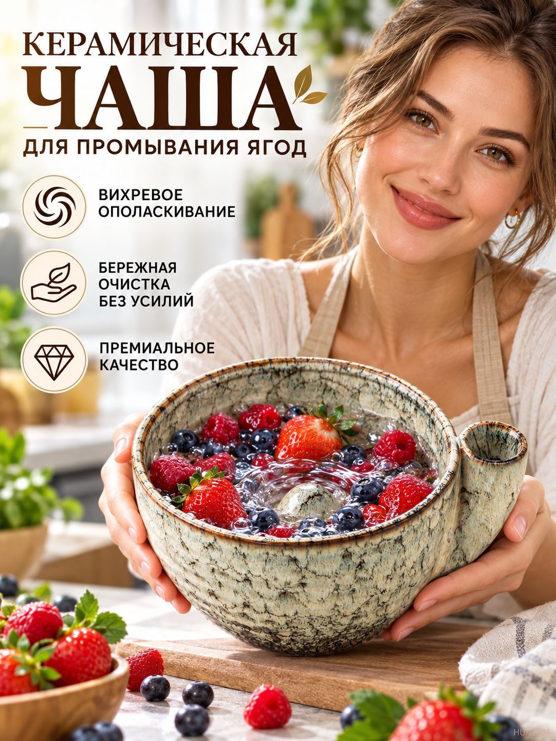 Тарелка для мытья ягод керамическая